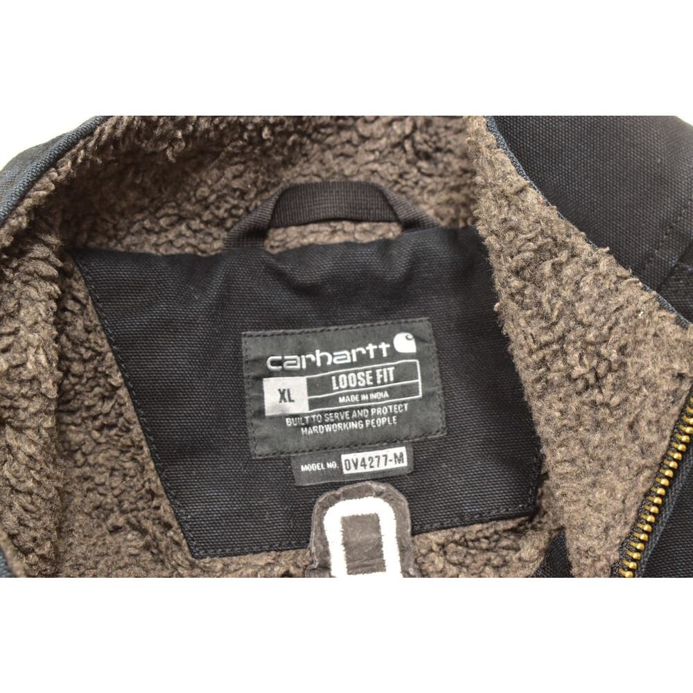 Carhartt 104277 Sherpa Lined Vest Black Cotton Duck Canvas Loose Fit Size XL - Picture 3 of 11